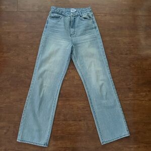 Princesss Polly High Rise Light Wash Wide Leg Blue Denim Jeans Size US 2